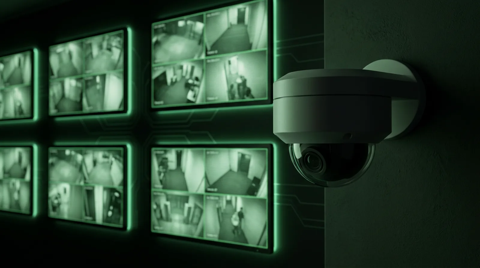 Security camera and live-view monitor wall